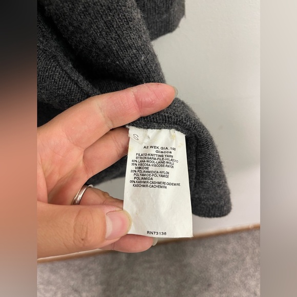 Max Mara Made in Italy Dark Gray Hooded Long Wool Cashmere Cardigan S Designer - Picture 4 of 7